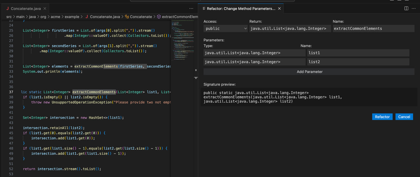 Change method parameters