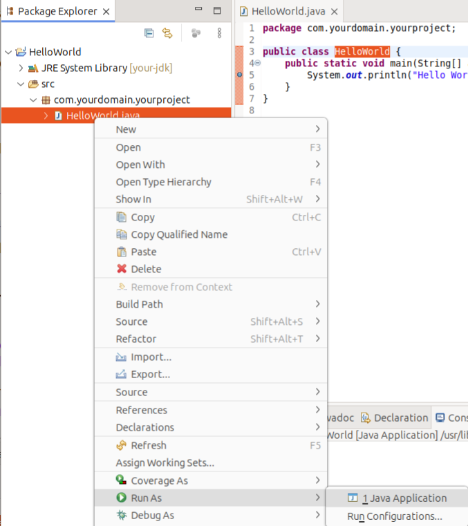 Run As > Java application in the editor